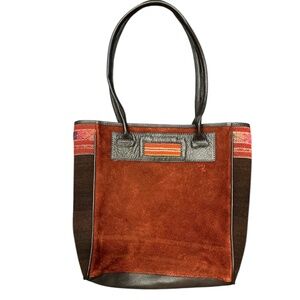 Genuine Bolivian Leather Aztec Style Tote Bag